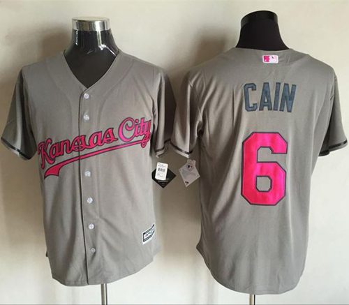Royals #6 Lorenzo Cain Grey New Cool Base Mother's Day Stitched MLB Jersey